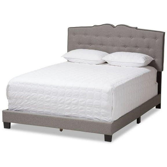 Baxton Studio Vivienne Fabric Tufted Queen Bed in Light Grey