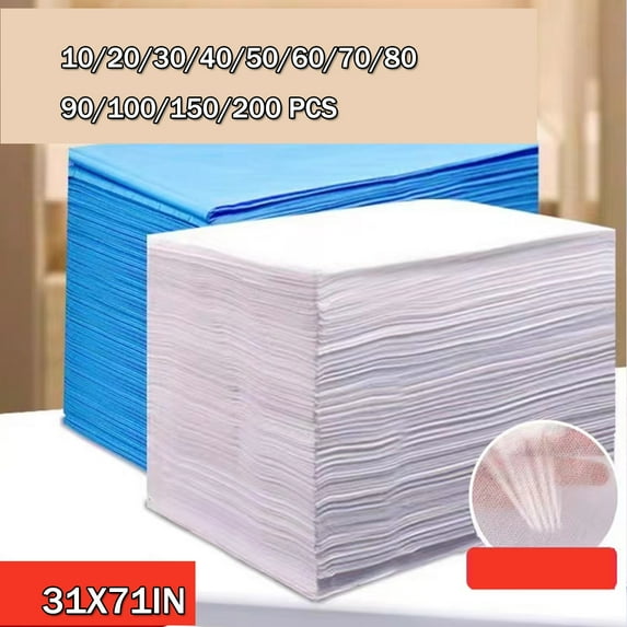 Disposable Massage Table Sheets - Recyclable Nonwoven Fabric Disposable Bed Sheets for Massage, Tattoo, SPA - No-Crinkle Massage Sheets - 31.5 x 71 Inches