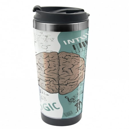 

Modern Travel Mug Music Logic Brain Art Steel Thermal Cup 16 oz by Ambesonne