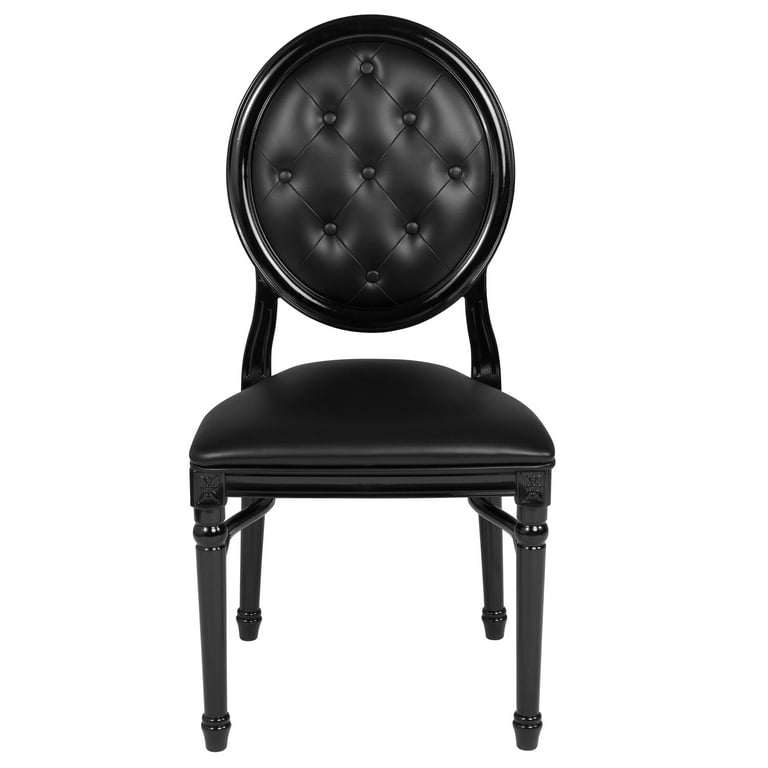 Flash Furniture 2 Pack Hercules Series 900 lb. Capacity King Louis Chair with Tufted Back, Black Vinyl Seat and Black Frame