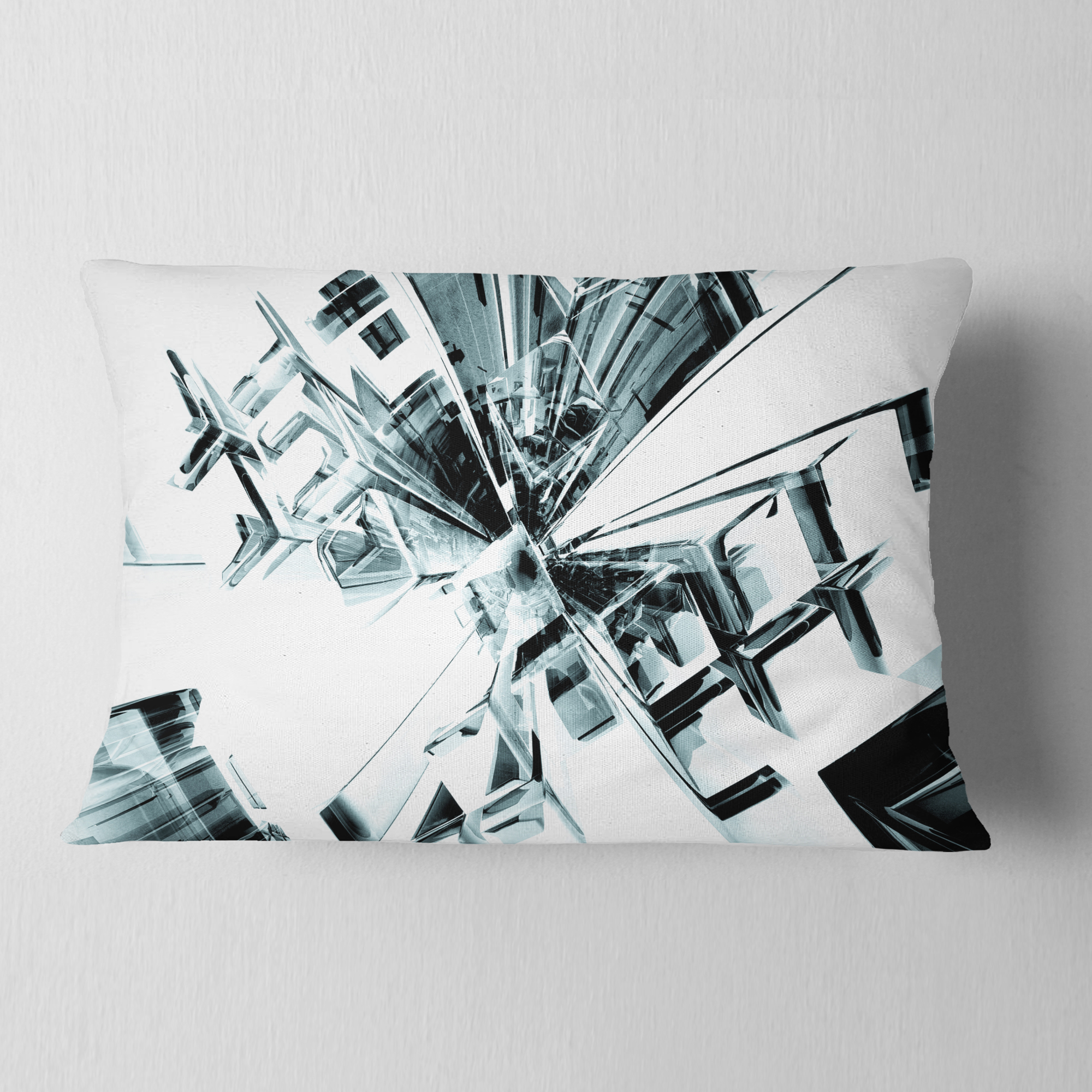 Designart Fractal 3D Cubes Everywhere - Contemporary Throw Pillow - 12x20