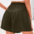 thumbnail image 3 of Ovticza Womens Linen Shorts 2025 Summer Drawstring Ruffle Elastic High Waist Solid Color Casual Beach Shorts with Pockets Green M, 3 of 7