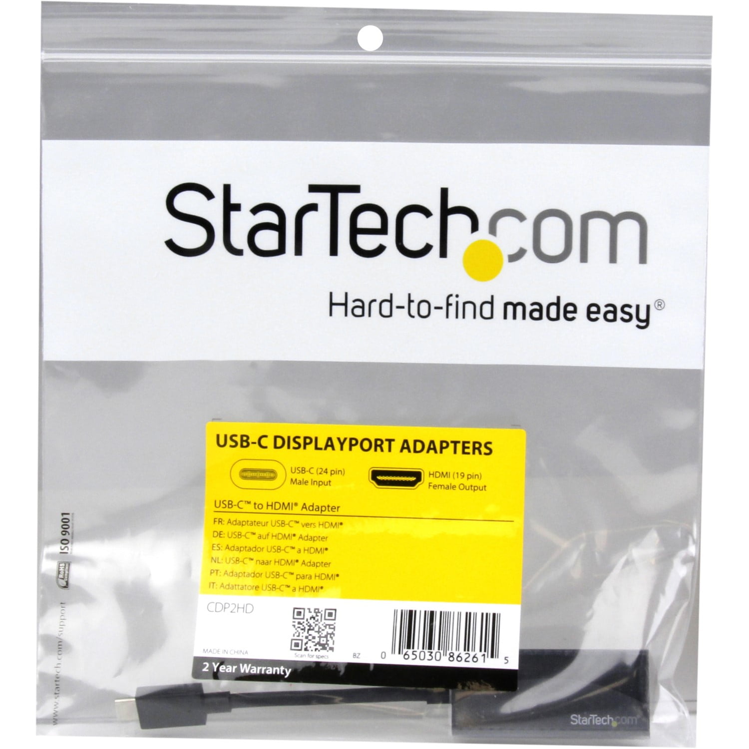 StarTech.com CDP2HD USB-C to HDMI Adapter – 4K 30Hz – USB 3.1 Type-C to HDMI Adapter – USB C to HDMI Dongle - Monitor Adapter – Black (CDP2HD)