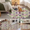 thumbnail image 5 of Purple Green Botanical Round Area Rug 6Ft Washable Circle Rugs for Bathroom Office, Spring Floral Summer Rustic Non-Slip Carpet Floor Mats Indoor Outdoor Carpet Runner Aesthetic Home Decor, 5 of 8