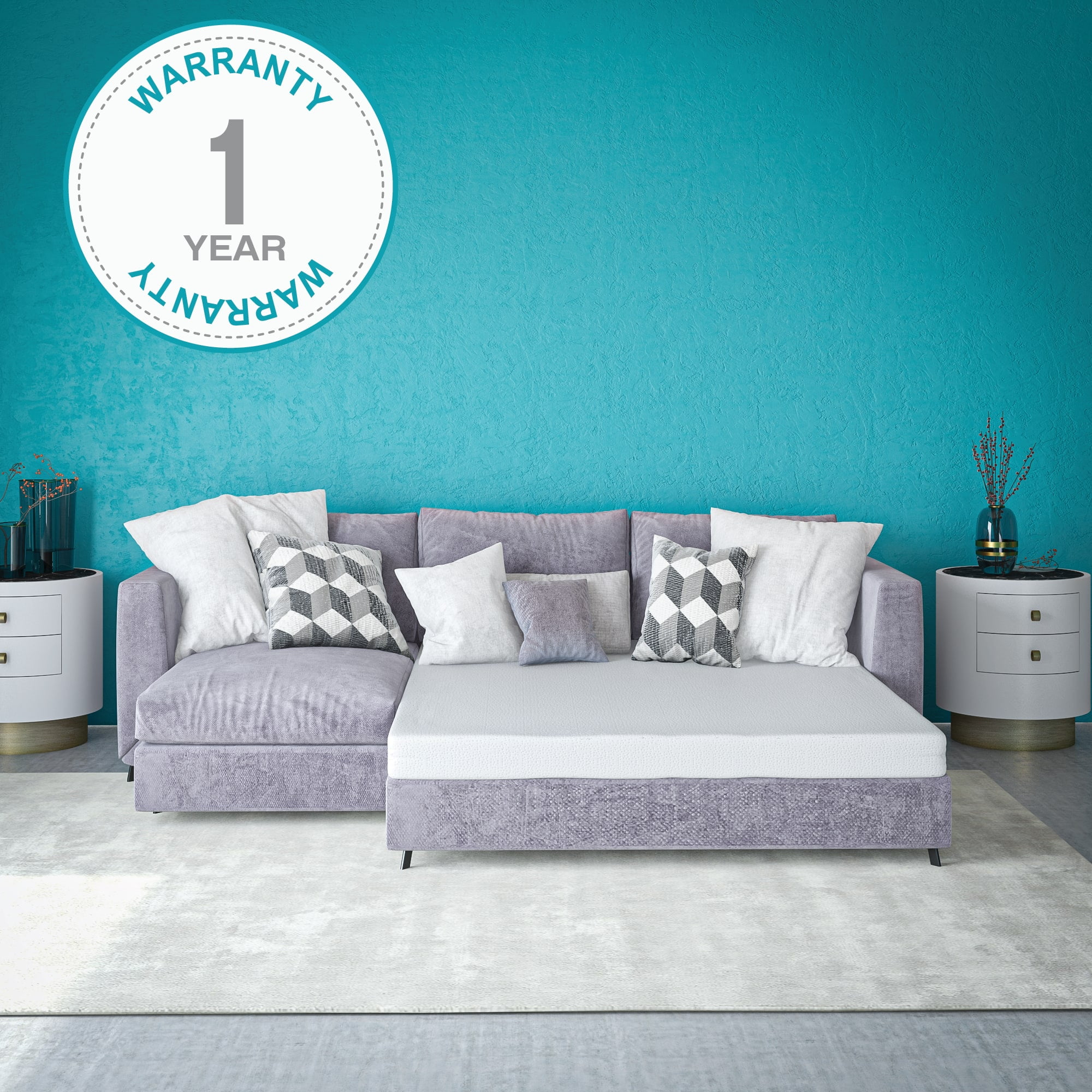 Cool Gel 4" Memory Foam Replacement Sleep Sofa Bed Mattress, Queen