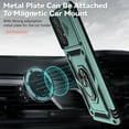 thumbnail image 6 of Heavy Duty Armor Case for Samsung Galaxy A23 4G, Hard PC + TPU Military Grade Shockproof Metal Magnetic Car Mount Cover with Camera Lens Sliding Ring Holder Bracket Case, Darkgreen, 6 of 8