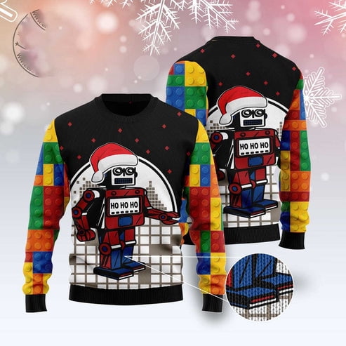 Lego Robot Hohoho 3D Christmas Sweater, Funny Xmas Sweater, Sweater Xmas