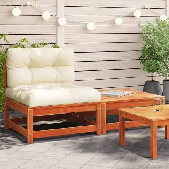 vidaXL Patio Sofa Armless with Cushions and Footstool