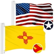 G128 Combo Pack: American USA Flag 4x6 Ft & New Mexico NM State Flag 4x6 Ft | Both ToughWeave Series Embroidered Polyester, Embroidered Design, Indoor/Outdoor, Brass Grommets