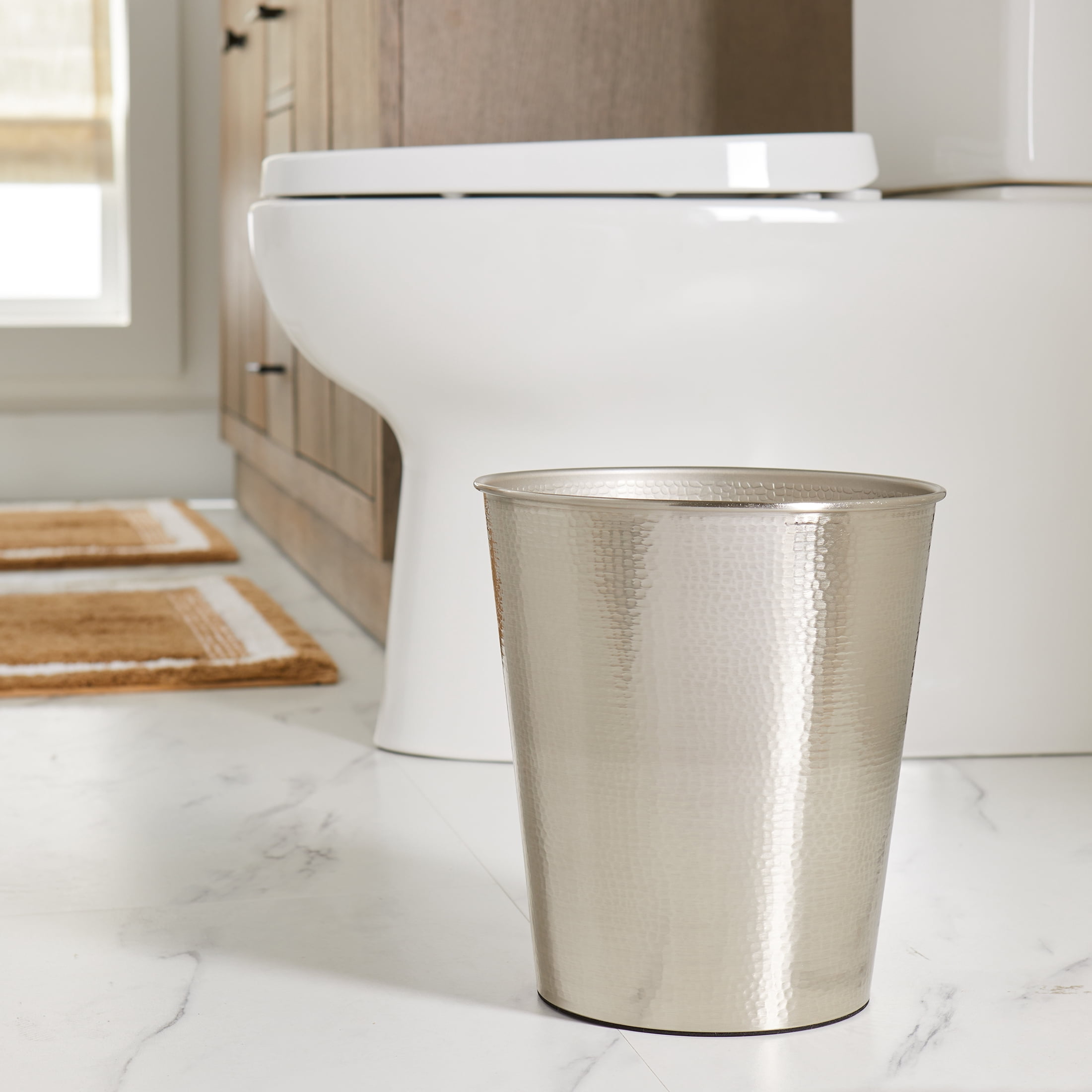 Better Homes & Gardens Trash Can, Silver Hammered Finish