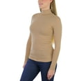 thumbnail image 3 of ToBeInStyle Women's Soft Cotton Long Sleeve Turtleneck Sweatshirt - New Camel - 2X, 3 of 6