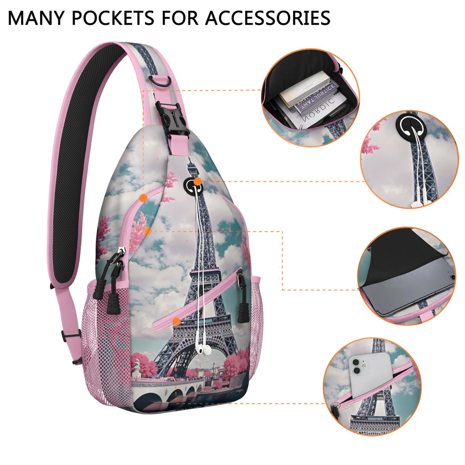 Casual Sling Bag Trendy Sling Backpack Paris () Travel Backpack Casual Bag for Women Men