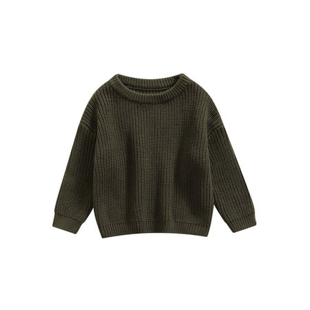 

Canrulo Newborn Baby Girl Boy Sweaters Cardigans Knit Sweatshirt Warm Crewneck Long Sleeve Tops Clothes Army Green 3-6 Months