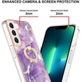 thumbnail image 3 of Marble Pattern Case for Samsung Galaxy S23 Plus (Not N23) with Ring Holder Kickstand, Plus Slim PC Material Shockproof Girls Women Case Cover for Samsung Galaxy S23 Plus DLS Golden Purple, 3 of 11