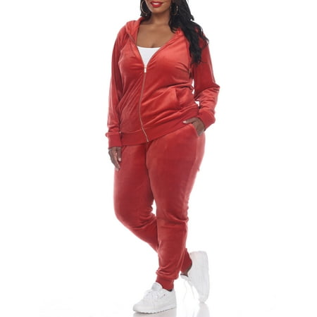 white mark women's velour tracksuit loungewear 2pc set