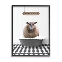 Stupell Industries Ewe Are Beautiful Bathroom Animals & Insects Painting Black Framed Art Print Wall Art, 24 x 30