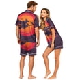thumbnail image 4 of Festively Fun Couples Matching Halloween Pajamas Short Sleeve Button Front Shirt and Shorts Sleepwear Sets for Men and Women, 4 of 5