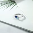 thumbnail image 3 of Gem Stone King 925 Sterling Silver Blue Created Sapphire and Blue Zircon Bypass Ring for Women (0.99 Cttw, Gemstone September Birthstone, Round 4MM, Available in Size 5, 6, 7, 8, 9), 3 of 4