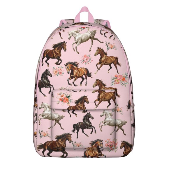Sac à Dos Floral pour Amoureux des Chevaux – Design Imprimé Poney et Fleurs Mignon pour Femmes, Adolescentes et Voyages Quotidiens