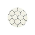 thumbnail image 3 of Unique Loom Hygge Shag Collection Area Rug - Trellis (3' 3" Round Ivory/Gray), 3 of 7