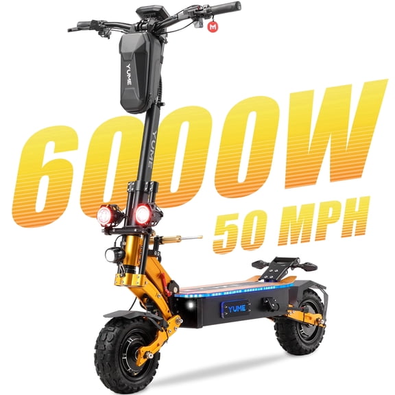 M YUME SCOOTER X11  Dual Motors 6000W 60V 30 Ah Electric Scooter 50 Mph High Speed 60Miles Range 11" Off Road E-scooter for Adults