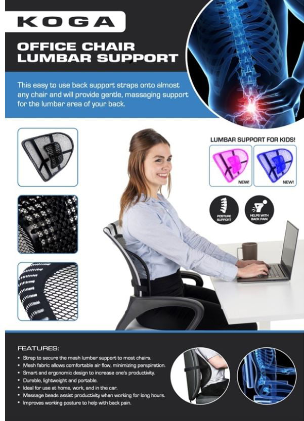 WORK FROM HOME Back Posture Support Cushion with Lumbar Section HOME OFFICE 