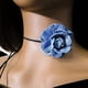 thumbnail image 5 of Gargantilla azul Collar con cordones de flores de camelia Collar de gargantilla de flores Collar de flores Gargantilla floral para discotecas, fiestas y uso diario para mujeres y niñas, 5 of 6