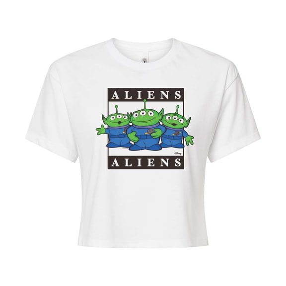 Toy Story 4 - Type Block Aliens - Juniors Cropped Cotton Blend T-Shirt