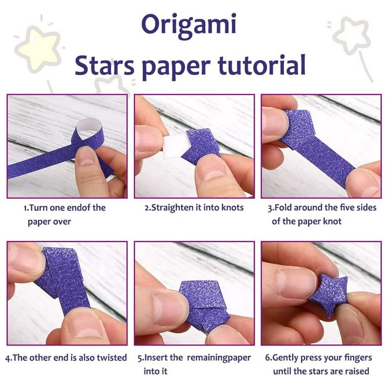  Grehge Sheets Origami Stars Paper 8 Different Designs of  Beautiful Space Sky for Paper Arts Crafts Kids Luminous Starry Sky  Grown-ups School Teachers Folding Origami Colorful Paper Strips : Arts