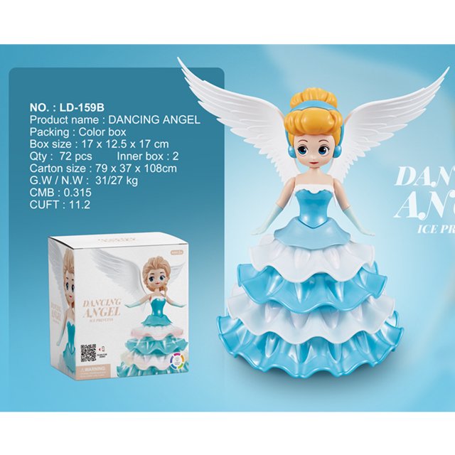 Puesto de juguetes para niños con iluminación musical de la serie de princesas con alas giratorias de baile universal -- 159B Sincero Electrónica