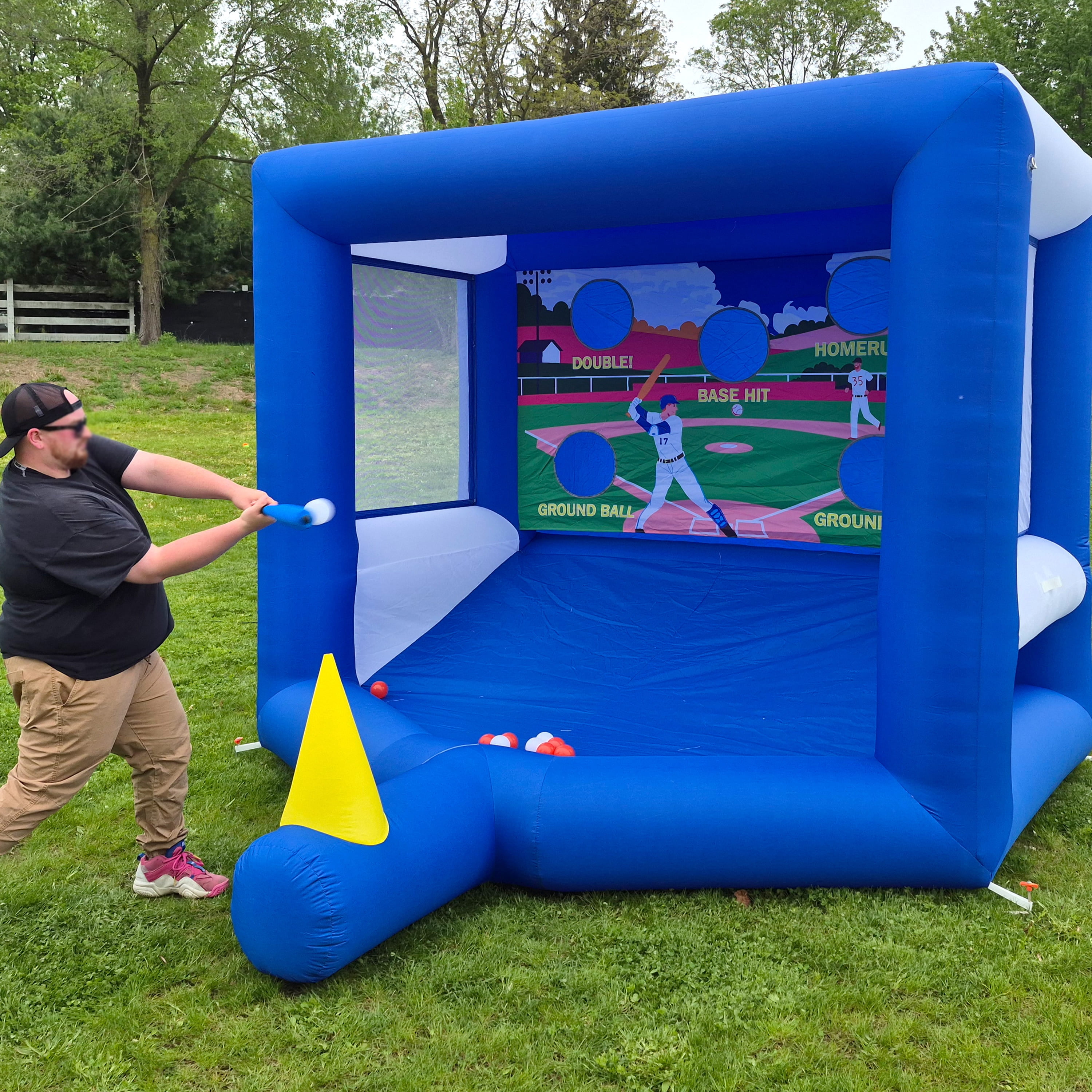 Wellcomer 10FT Inflatable Baseball Batting Sport Game with Blower for Parties & Events