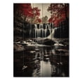 thumbnail image 3 of Designart "Eternity in Grey and Red Waterfall I" Landscapes Print on Natural Pine Wood, 3 of 5