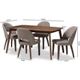 thumbnail image 5 of Baxton Studio Wesley Mid-Century Modern Fabric Upholstered Walnut Finished Wood 5-Piece Dining Set, Multiple Colors, 5 of 6