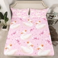 thumbnail image 3 of Feelyou Dreamy White Swan Twin Sheet Sets for Kids, Kawaii Princess Bowknot Twin Fitted Sheet, Cartoon Animal Flat Sheet, Super Cozy Room Decor, 3 Pieces, 3 of 8