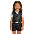 thumbnail image 6 of CPNG Boys Girls Sequin Outfits Sleeveless Waistcoat Shorts Hip-hop Jazz Dance Stage Performance Costume Vest Tops and Shorts Set(Black,3-4 Years), 6 of 6