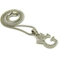 thumbnail image 4 of Icemond Rhinestone Studded Crown Small Initial Alphabet Letter Pendant Necklace 24" Box Chain Necklace in Gold Tone or Silver Tone, 4 of 5