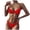 Red, variant on Women's Ribbed Underwire Bikini High Cut Bikini V Notch Smocked Swimwear Contrast Solid High Leg Bikini Swimsuit