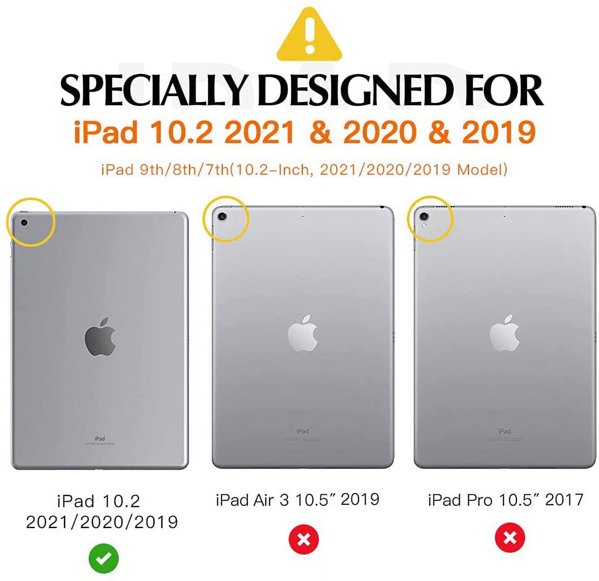 Dteck iPad 9th/8th/7th Generation Case iPad 10.2 Inch (2021/2020/2019Model) Case, [Shock Absorption] Ultra Slim Lightweight Trifold Stand Smart & Pencil Holder Cover, Apricot Flower