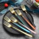 thumbnail image 3 of Tenedor de acero inoxidable WEIHJMXG 6 piezas dorado y negro, 3 of 4