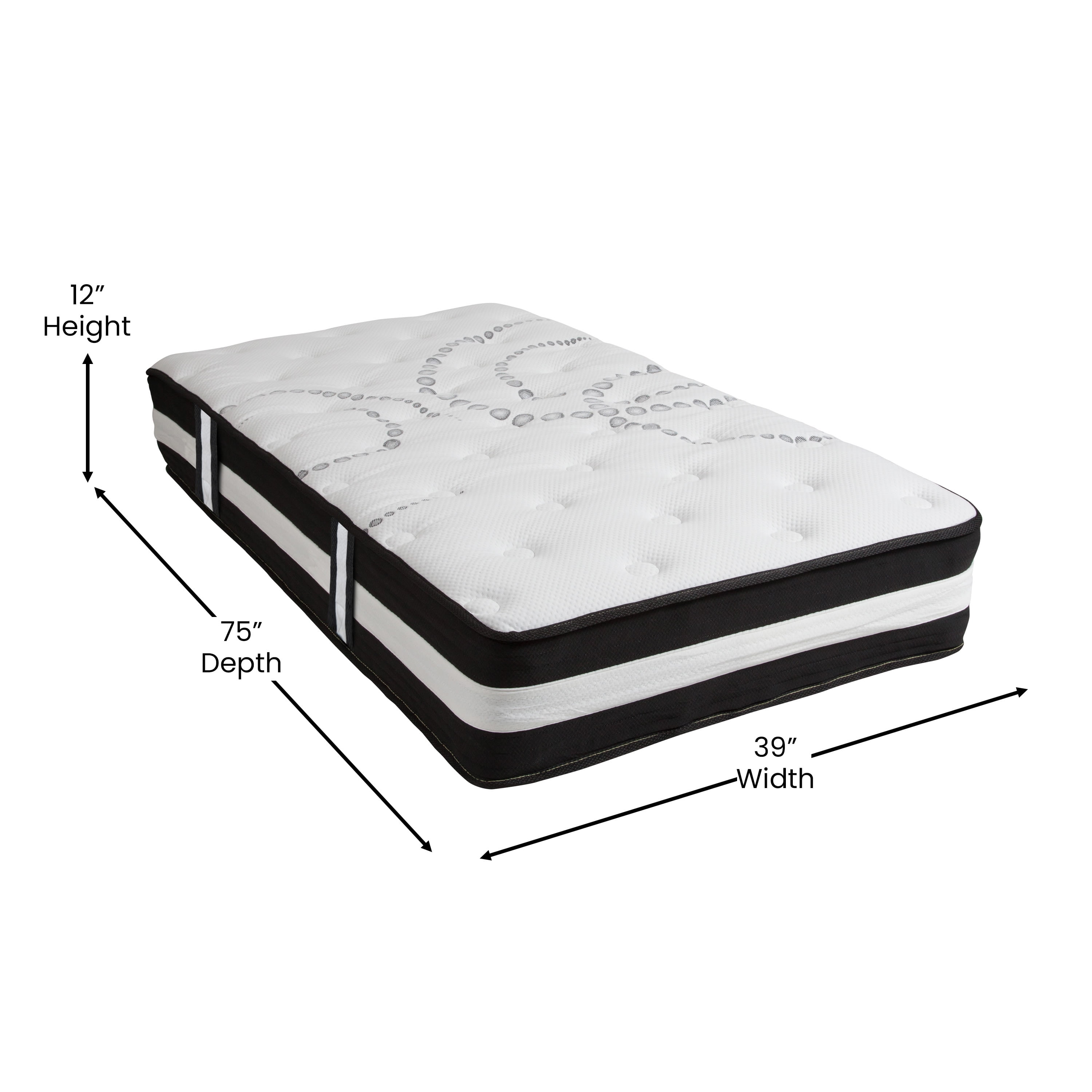 Emma + Oliver 12 Inch CertiPUR-US Certified Hybrid Pocket Spring Mattress, Twin Mattress in a Box - Premium Mattress