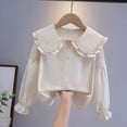 thumbnail image 2 of REDARER Kids Girls Long Sleeve Party Blouses Kids Elegant Ruffled Button Down Shirts School Tops,Size:9-10 Years, 2 of 3