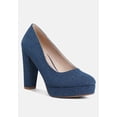 thumbnail image 2 of Kostur Denim Block Heel Pumps, 2 of 5