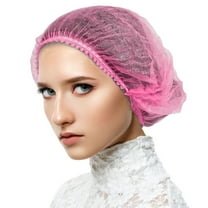 100PCs Disposable Pink Bouffant Caps by VASTMED | 100% Latex Free, Non-Woven, Non-Pleated | Hair Net for Food Services Salon Spa Catering and Dust-free