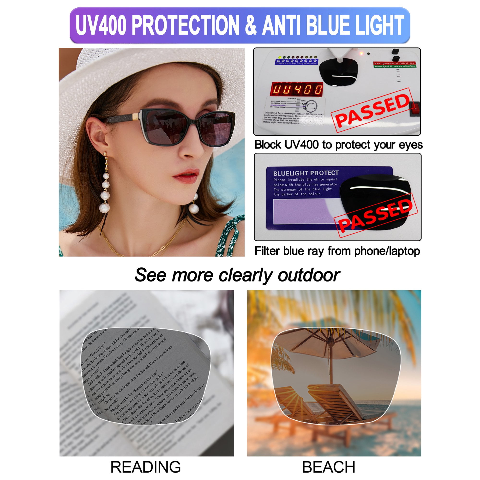 OCCI CHIARI Women's 3.50 Reading Glasses Sunglasses Blue Light Sunglass UV Protection Black Readers 1.0 1.25 1.5 1.75 2.0 2.25 2.5 2.75 3.0 3.5 with Acrylic Lens