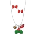 thumbnail image 1 of Delight Jewelry Silvertone Mini Bumble Bee Christmas Kiss Charm Necklace and Stud Earrings, 1 of 4
