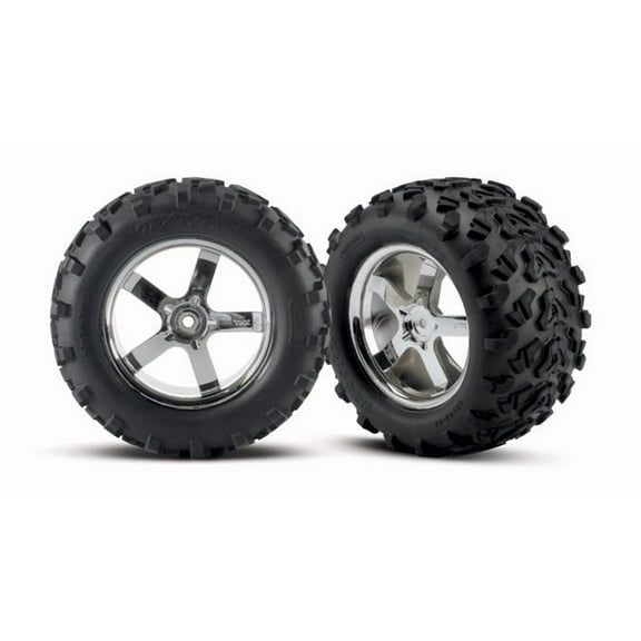 Tires & Hurricane Chrome Wheels(2)T-Maxx 3.8",Revo