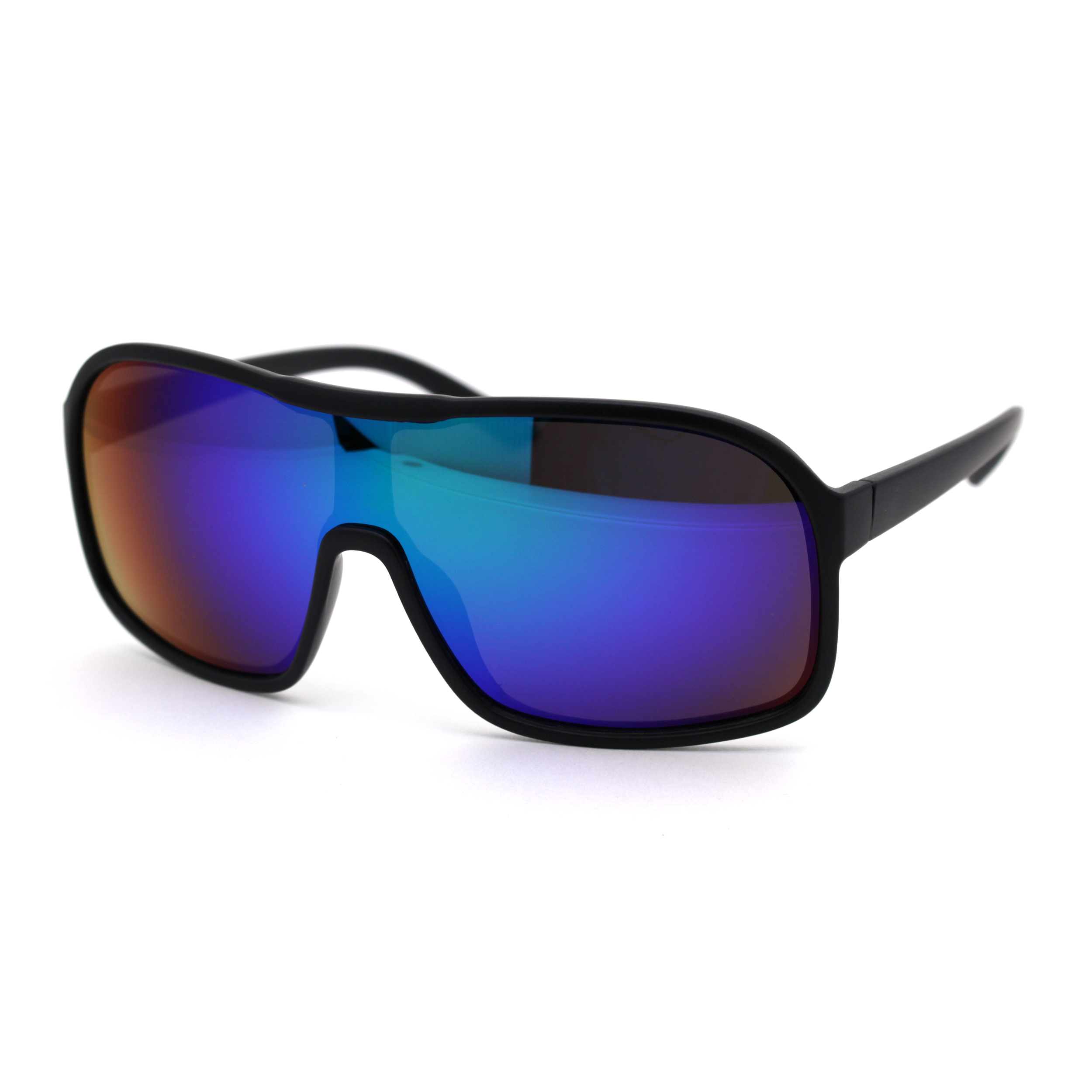 SA106 Mens 80s Oversize Shield Plastic Biker Style Sunglasses Matte