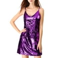 thumbnail image 2 of INSPIRE CHIC Women's Dress Glitter Sequin V Neck Adjustable Straps Prom Mini Dress 3XL Purple, 2 of 7