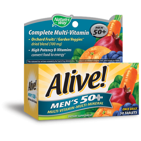 Alive! Mens 50+ Vitamins Multivitamin Supplement Tablets 50 (Best Supplements For Men Over 50)