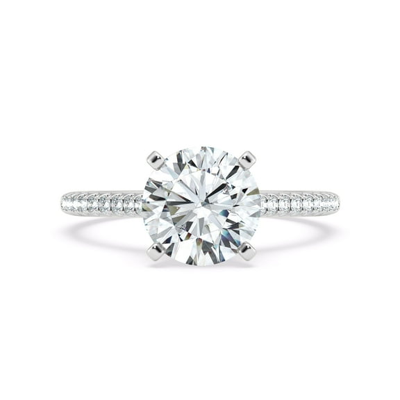 Alor Jewel Classic 2 Ct Round Cut Lab Created Diamond Ring - 14K White Gold Over Engagement Ring for Women - Gorgeous Jewelry for Proposal- Ideal Gift for Birthdays or Special Celebrations